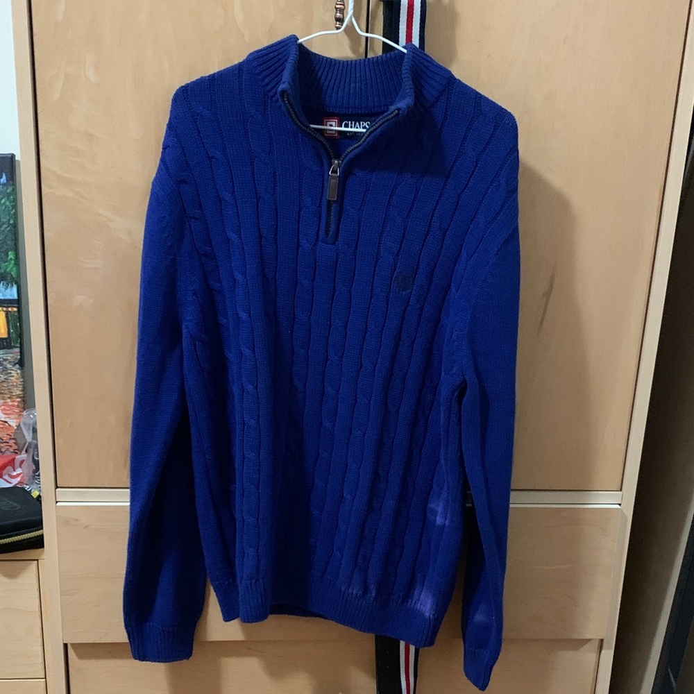Chaps Blue Zip Up Sweater